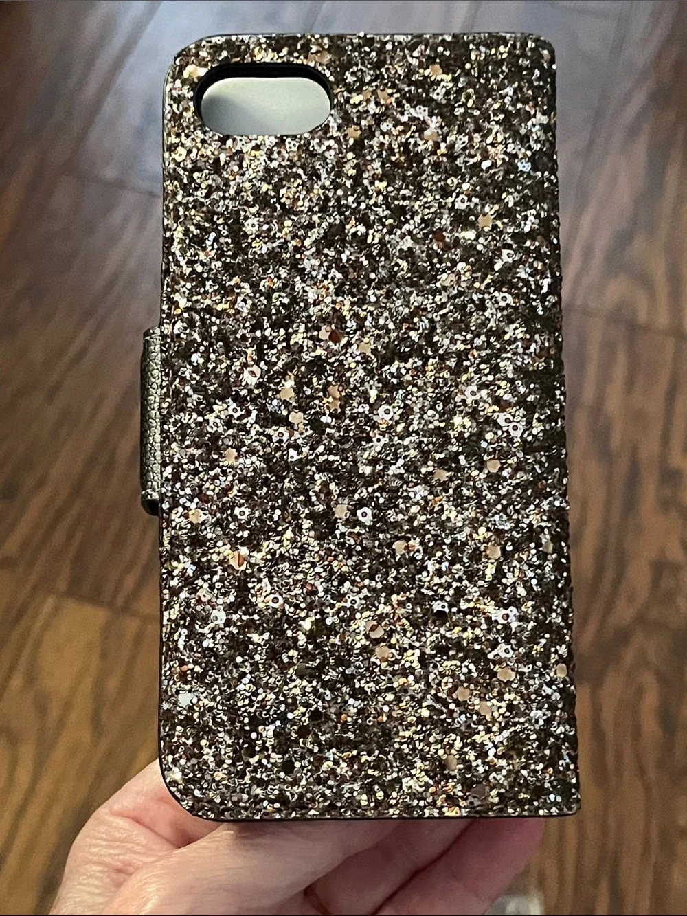 kate spade Gold Glitter Wrap Folio Phone Case Magnetic Closure-new in clamshell